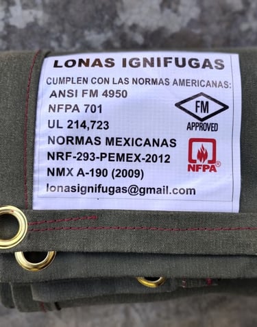 Lona Ignifuga de algodón ignifugo - norma PEMEX-NRF-293-2020 - LOnas Ignifugas