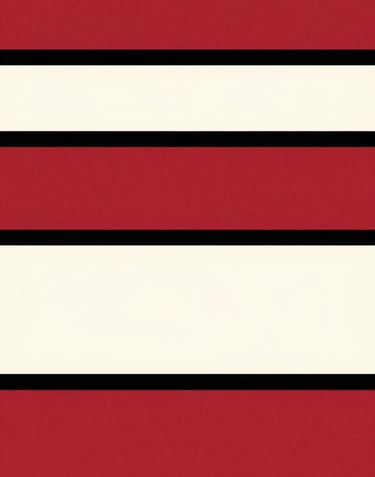 Abstract composition of flat color blocks in primary red #D4202B and off-white #FDFDF5, separated by thick black #1A1A1A borders like a comic strip. Overlaid with a subtle film grain texture.