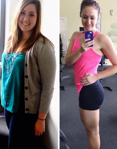 before and after weight loss client result with online coaching