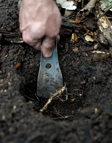 boglerco trowel sawing through roots