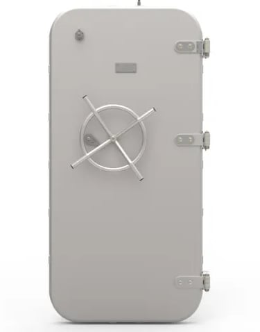 Une porte etanche avec volant centrale