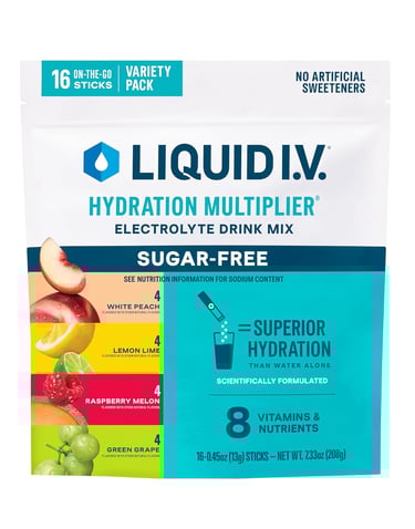 a bag of liquid filled with liquid IV