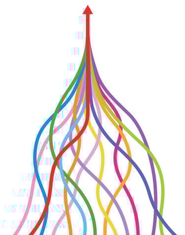illustration of lines coming together to form one direction