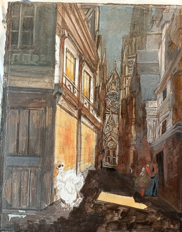 Tableau ancien en cours de restauration.