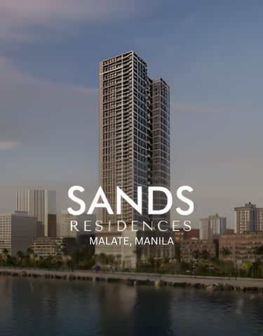 Sands Residences luxury waterfront condominium tower in Malate, Manila overlooking the bay.