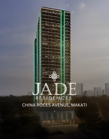 Jade Residences high-rise luxury condominium at Chino Roces Avenue in Makati City at dusk.