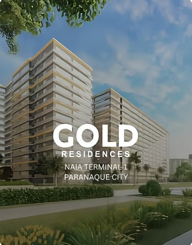 Gold Towers luxury residential building architecture near NAIA Terminal 1 in Paranaque City.