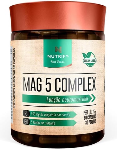 Mag 5 Complex Nutrify puro: equilíbrio nervoso e vitalidade. Seleção Vida Performance.