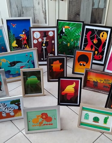 Photo de dessins numériques encadrés