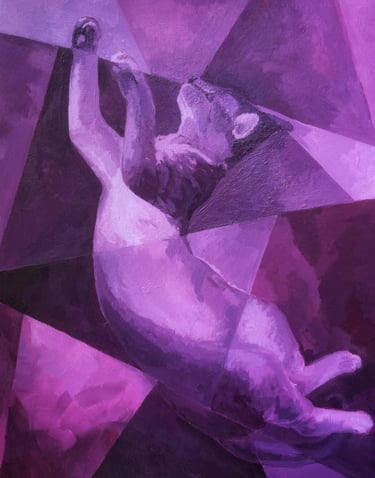 Michi is a acrylic painting inspired by cat poses