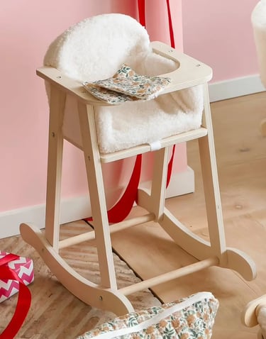 chaise a bascule pour poupon en sherpa