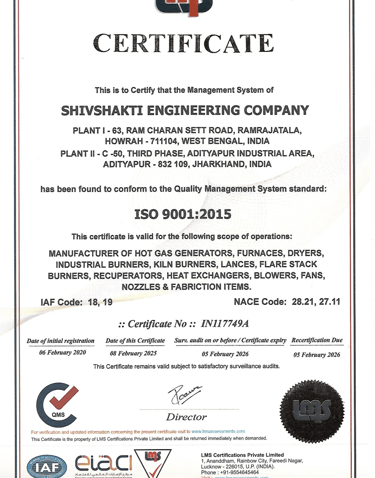 ISO 9001 Certificate at Shivshakti