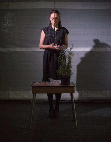 performer in front of microphone