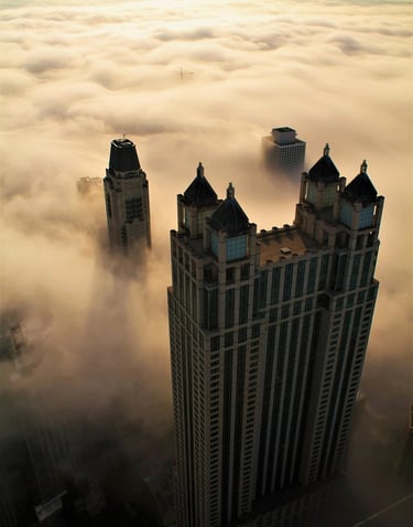 a city skyline for core values