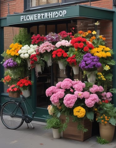 a man in a green shirt and a flower bouquet