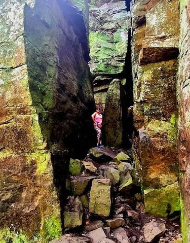 Fall Creek Falls, Pikeville - Massive boulders form a crevice half way down the trail