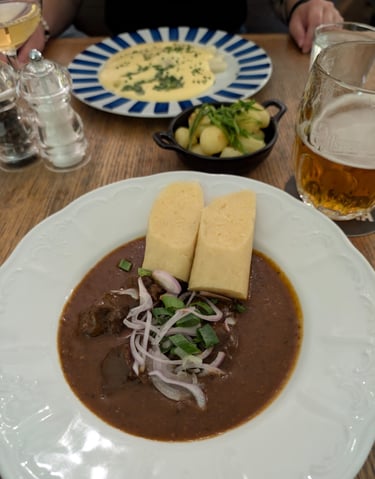 Traditional Czech goulash, a hearty meal in Prague