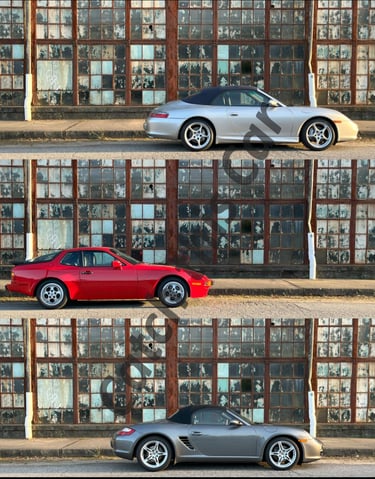 Porsche composite photograph / car art. Titled location, location, location.