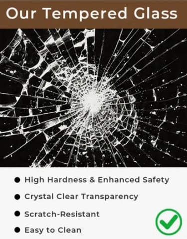 Shatterproof tempered glass display showing impact resistance and safety and durablity