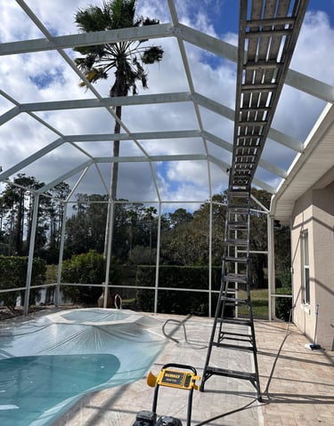 New screen installation for Florida pool cage