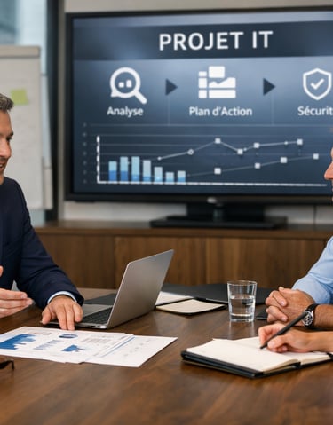 Dirigeant de PME accompagné dans le cadrage d'un projet informatique