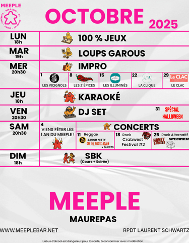 programmation des événements au Meeple pour des soirées fun et conviviales à Maurepas