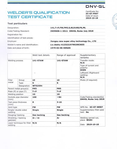 DNV-GL Welders Certified