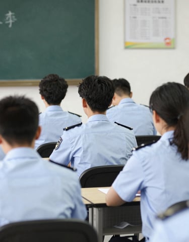 Image of a detective taking notes during an investigation, with blue and yellow accents