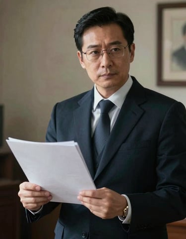Image of a detective taking notes during an investigation, with blue and yellow accents