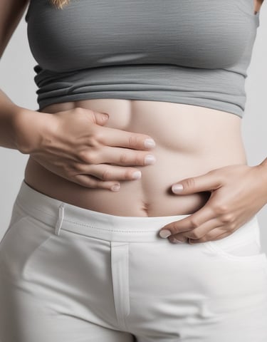 Display of casual clothing items in black, blue, and white tones