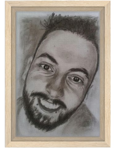 portrait graphite imprimé toile encadrée bois fsc