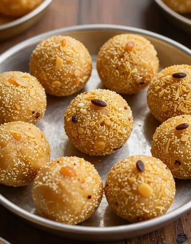 A rustic basket filled with crispy Telugu snacks like murukulu and kodubale.