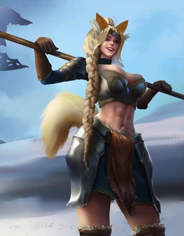 a woman in a costume of a warrior with a sword