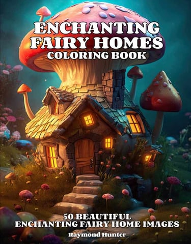 A Coloring book featuring unique Enchanting Fairy Homes for all the family to color in