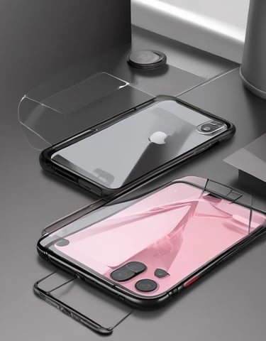 A bustling market stall is filled with a wide array of mobile phone cases and accessories, displayed on shelves and racks. Several people are browsing the items, dressed warmly for the weather. The cases come in various colors and designs, adding vibrancy to the scene.
