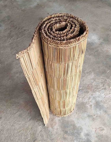"Eco-friendly yoga mat handwoven from river grass–rolled view-for international trade"