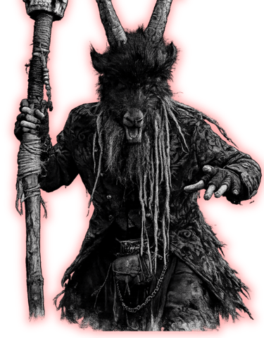 Goatman character at Backwoods Haunt haunted attraction in Barco NC