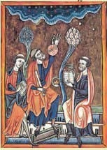 Μέτρηση με αστρολάβο. Γαλλική μικρογραφία του 13ου αι.  Απ' το σχολικό ψηφιακό βιβλίο της Β΄ Γυμνασί