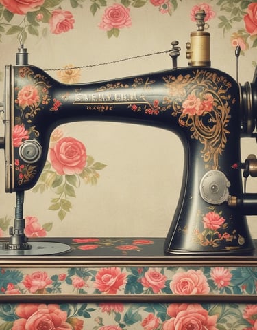 An assortment of colorful fabrics and threads arranged artistically.