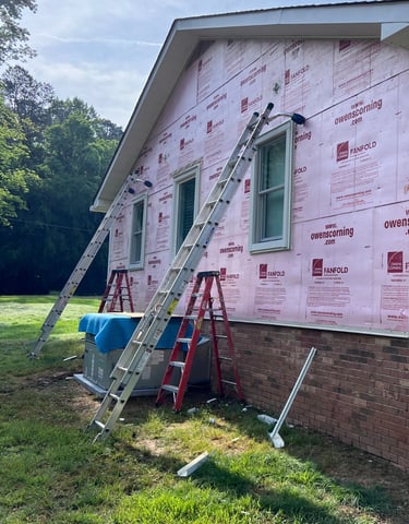 Siding installation in progress in Ballantyne NC