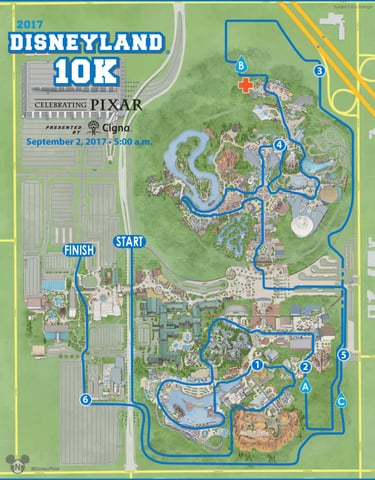 2017 runDisney Disneyland Half Marathon Weekend 10K Course Map