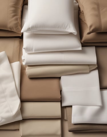 A close-up of plush pillows in various shapes and sizes.