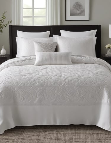 A neatly arranged display of colorful sheets and blankets.