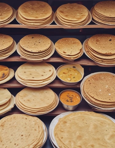 Colorful jowar rotis served on a rustic plate with fresh vegetables on the side