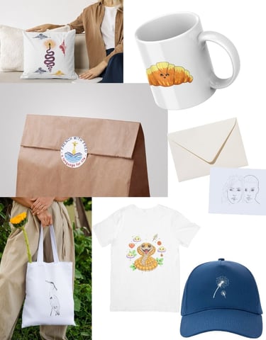 différents goodies et illustrations pour pro