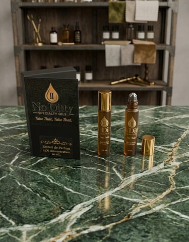 No Ditty Specialty Oil 25% Extrait de Parfum and Jojoba Oil Roll-on bottle and packaging