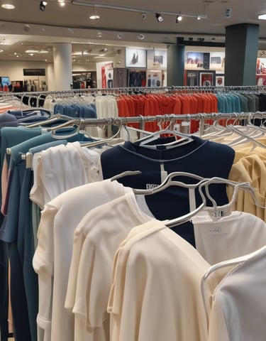 A vibrant display of men's clothing collection.