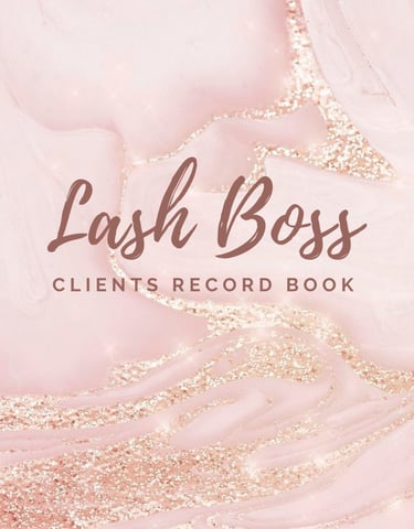 Lash Boss Clients record book cover golden