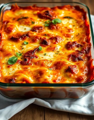 a casserole dish with cheese and vegetables