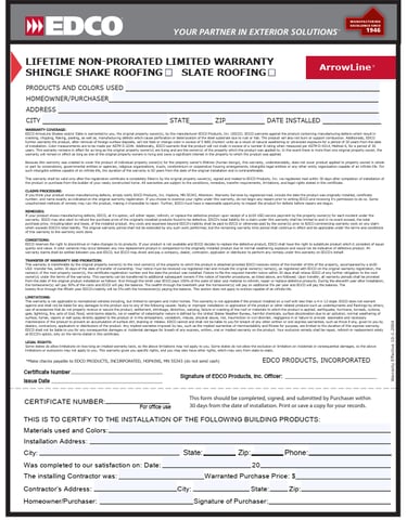 Metal Shingle Warranty